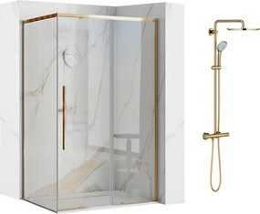 Pachet cabina de dus Rea Solar auriu 90x120 cm si coloana de dus Grohe Euphoria auriu