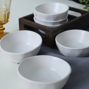 Set de 6 boluri din gresie ceramică Facetta 12 cm, alb