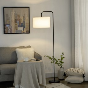 Homcom Lampadar Arcuit, Design Modern cu Abajur din Țesătură și Structură din Oțel, 64x38x163.5 cm, Alba și Neagră, pentru Interior | Aosom Romania