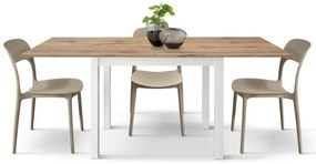 PAZZO DESIGN Masă extensibilă Giuliano, stejar rustic, laminat, fabricată în Italia, bază albă, 90 x 90 x 76,5 cm | Aosom Romania