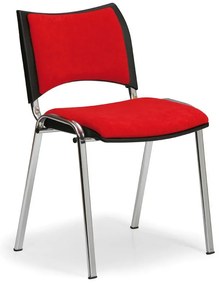 Scaun de conferinta SMART - picioare cromate, rosu