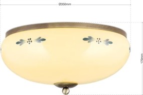 Orion - Plafonieră LANDHAUS, 3xE27/60W/230V, Ø 35 cm, bronz/bej/albastru