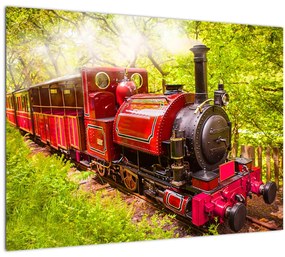Tablou pe sticlă - Tren cu aburi (70x50 cm)