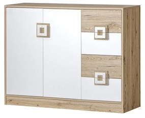 Comodă 120 NI08 Nika (stejar deschis + alb + stejar deschis). 1070058