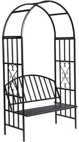 Arcada de gradina pentru flori cu banca, negru