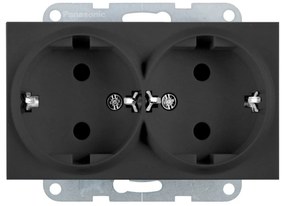 Priza dubla cu impamantare 16A, IP20, Grafit, Panasonic Karre Plus 55