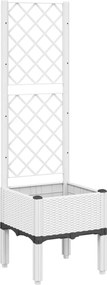 vidaXL Jardinieră de grădină cu spalier, alb, 40x40x142 cm, PP