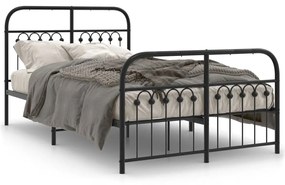 376616 vidaXL Cadru pat metalic cu tăblie de cap/picioare, negru, 120x200 cm