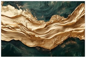 Tablou - Abstracție verde cu auriu II. (90x60 cm)