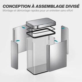 HOMCOM Coș de gunoi cu senzor 50 L cu capac cu închidere silențioasă, coș de gunoi automat din oțel inoxidabil, argintiu | Aosom Romania