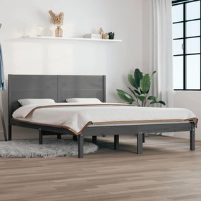 3104155 vidaXL Cadru de pat, gri, 140x200 cm, lemn masiv de pin