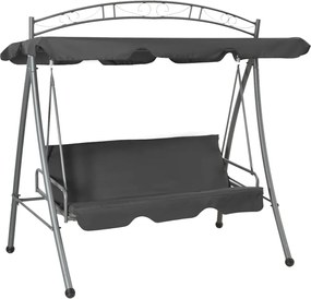 vidaXL Balansoar extensibil cu copertină antracit 198x120x205 cm oțel