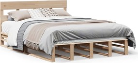vidaXL Cadru de pat fără saltea, 140x190 cm, lemn masiv de pin