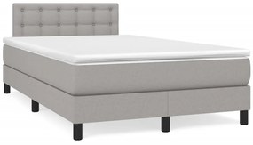 vidaXL Pat box spring cu saltea, gri deschis, 120x190 cm, textil