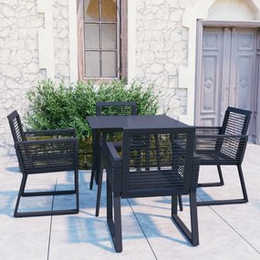 3060214 vidaXL Set mobilier de exterior, 5 piese, negru, ratan PVC