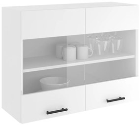 Corp Superior Karo, 2 Usi, cu sticla, Alb, 80 x 30 x 60 cm