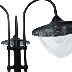 Outsunny Lampadar de grădină Solar LED cu 3 Capete și Jardinieră Integrată, Negru, pentru Grădină și Terasă | Aosom Romania
