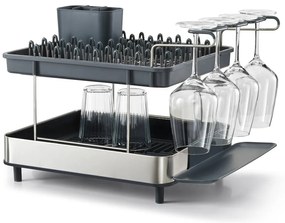 Scurgător de vase gri cu două nivele din oțel inoxidabil Excel – Joseph Joseph