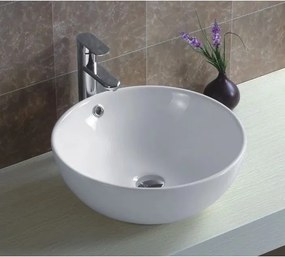 Lavoar pe blat Inter Ceramic Art rotund alb lucios 43 cm