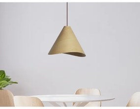 Lustră suspendată din lemn pe cablu 1xE27/60W/230V Ø 33 cm, lemn masiv – stejar/lemn de cauciuc