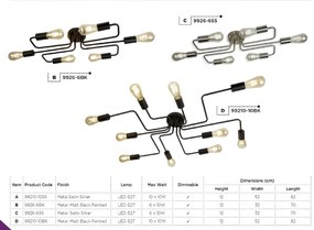 Lustra aplicata stil industrial Circuit 10L negru mat 99210-10BK SRT