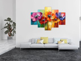 Tablou - Cinci flori colorate (150x105 cm)