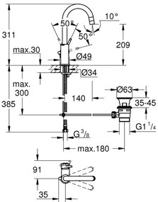 GROHE 23783000 - Baterie lavoar START CLASSIC, 311 mm, crom lucios