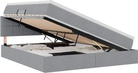 vidaXL Pat cu saltea și LED cu led Gri deschis 180 x 200 cm țesătură