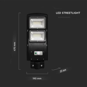 Lampă LED stradală solară dimabilă LED/8W/3,2V 6000K IP65 9000 mAh + telecomandă