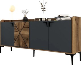 Comoda dubla Venedik, din PAL melaminat, nuc/gri antracit, 180x35x78 c