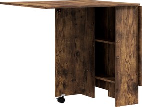 HOMCOM Masa Pliabila de Luat Masa, Masa cu Blaturi pentru Spatii Mici, cu Rafturi cu 2 Niveluri, Masa de Bucatarie Mica cu Rotile de Rulare | Aosom Romania