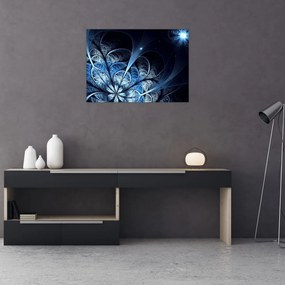 Tablou pe sticlă - Floare albastru închis (70x50 cm)