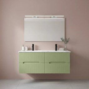 Trent 120 dulap de baie inferior cu chiuvetă ceramică 4 sertare, verde deschis