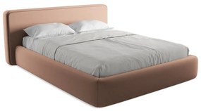 Pat matrimonial roz deschis tapițat cu spațiu de depozitare cu somieră 160x200 cm Kiana – Makamii