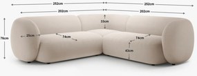 Coltar Kate 5 locuri catifea Salvador L252 cm