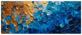 Tablou - Pictura albastru-auriu (120x50 cm)