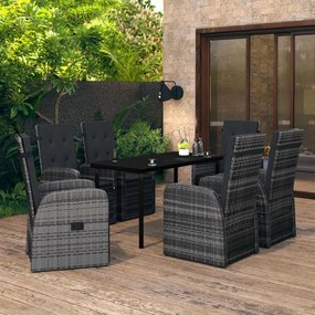 vidaXL Set de mobilier pentru grădină, cu perne, 7 piese, gri