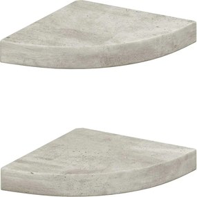 vidaXL Rafturi de colț de perete, 2 buc., gri beton, 25x25x3,8 cm, MDF