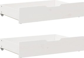 vidaXL Sertare de pat, 2 buc., 85x55x17 cm, alb, lemn masiv de pin
