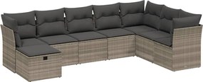 vidaXL Set mobilier de grădină cu perne, 8 piese gri deschis poliratan