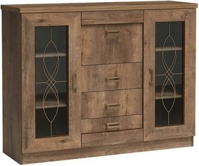 Comoda TEDY TYP T14, stejar lefkas, PAL melaminat, 140x44x109.5 cm