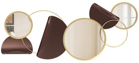 HOMCOM Oglindă Modernă Rotundă de Perete cu Decorațiune 101x41.5 cm, Auriu | Aosom Romania