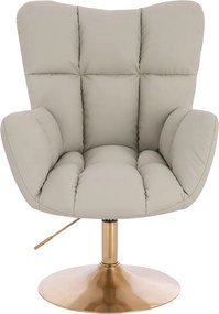 HR650N Scaun Ecru Piele Ecologica Premium Soft cu Bază Aurie