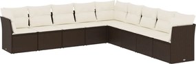 vidaXL Set canapele de grădină cu perne, 9 piese, maro, poliratan