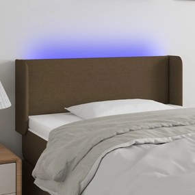 3122941 vidaXL Tăblie de pat cu LED, maro închis, 93x16x78/88 cm, textil