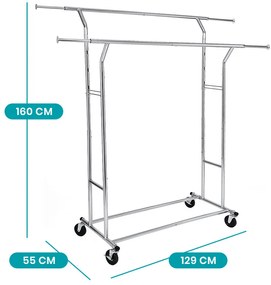 Suport pentru haine reglabil pe înălțime și lățime, argintiu