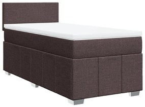 3286919 vidaXL Pat box spring cu saltea, maro închis, 90x190 cm, textil