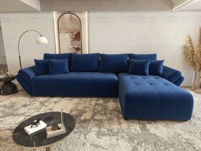 Colțar extensibil dumonde cu ladă de depozitare si sezut confortabil din spuma high-density, Berlin XL Royal Albastru 350x185 cm II