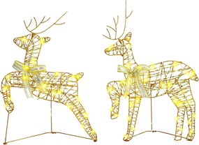 vidaXL Reni LED cu 40 LED 2 pcs Alb cald PET