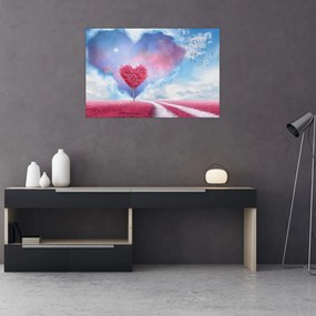 Tablou - Copac de inimă roz (90x60 cm)